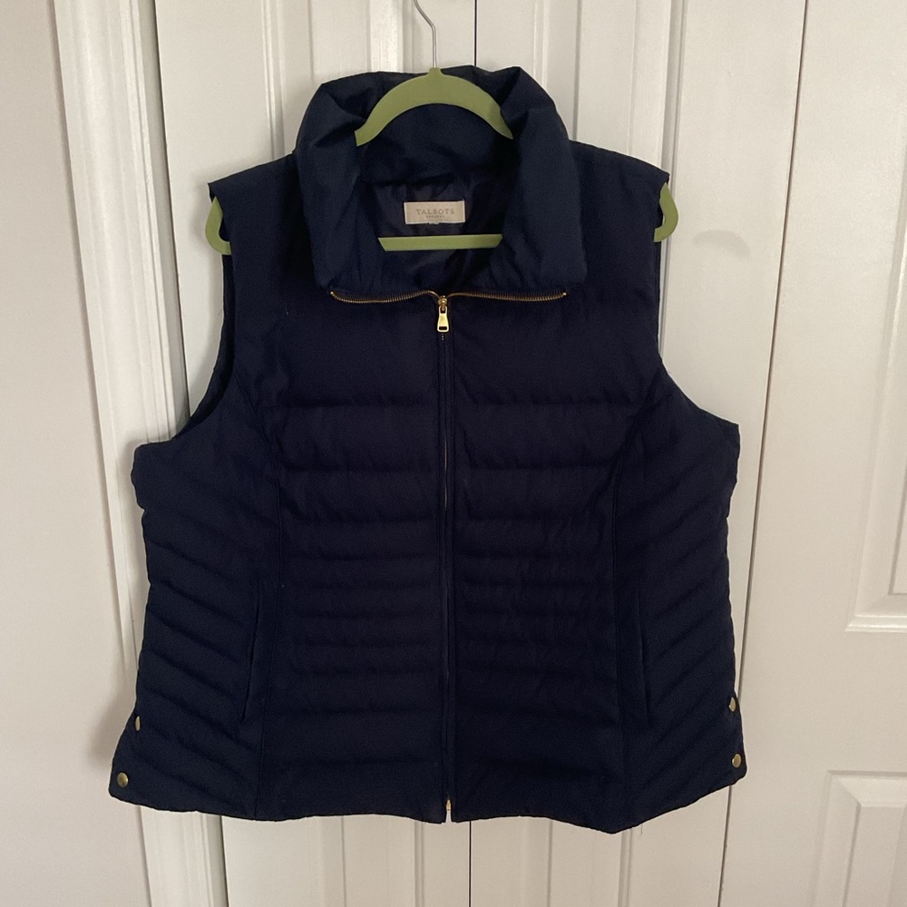 Talbots Dark Navy Blue Quilted Vest 1X